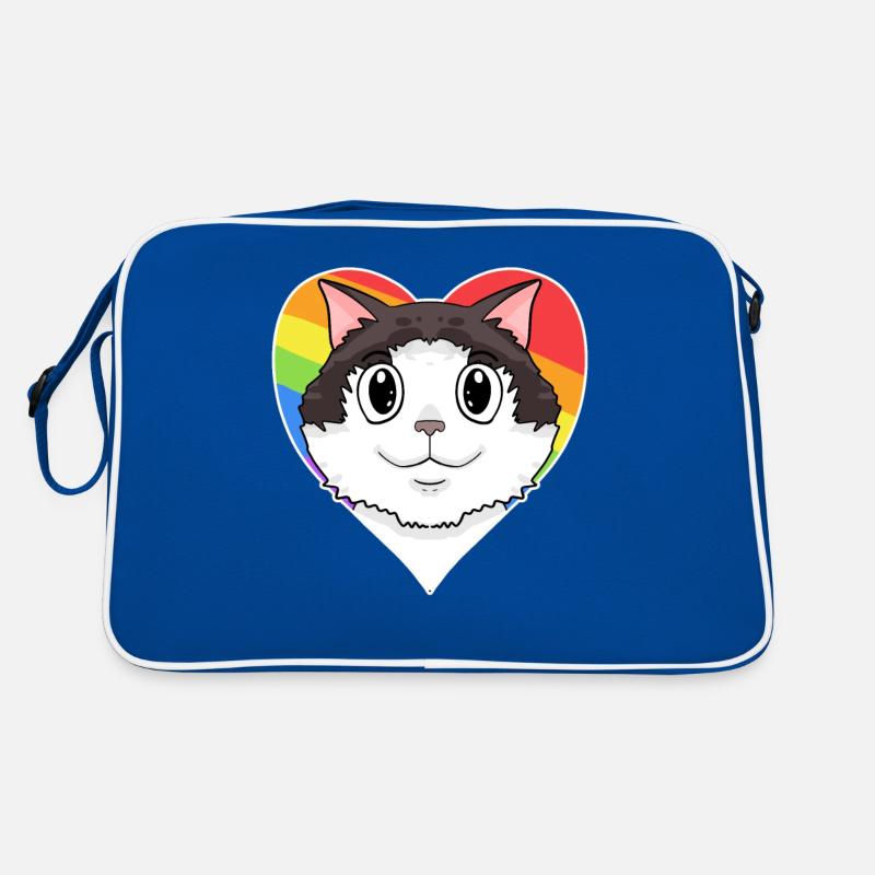 Ragdoll Katze - Regenbogen Herz Retro Tasche