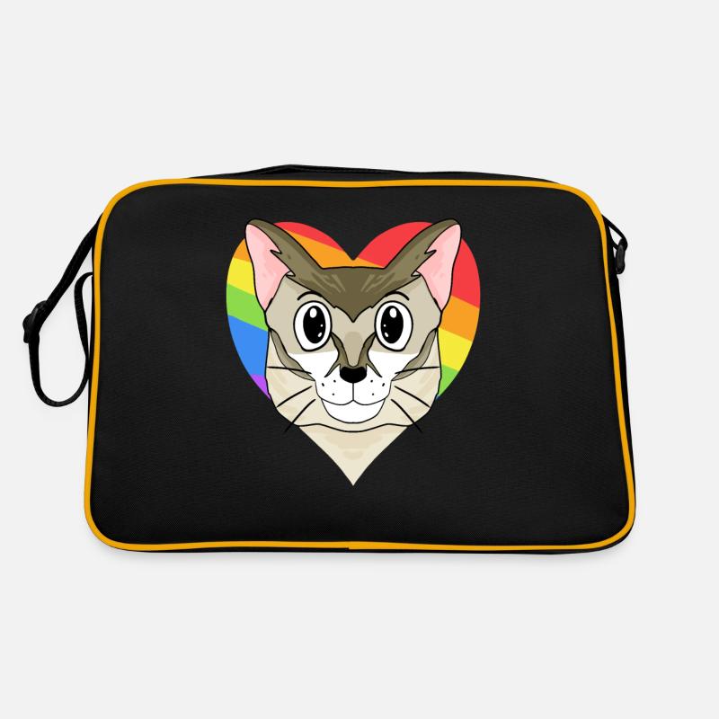 Singapura Katze - Regenbogen Herz Retro Tasche