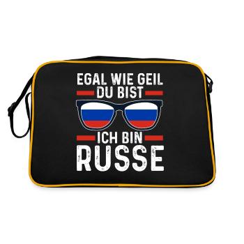 Russen Russisches Russland - Retro Tasche - Schwarz/Gold - Hinten