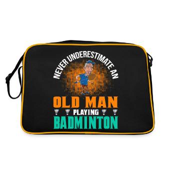 Cool Badminton Dad Badminton Player Father - Retro Bag - black/gold - Back