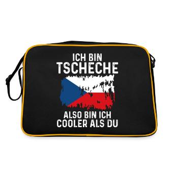 Tschechien Tscheche Tschechisches - Retro Tasche - Schwarz/Gold - Hinten