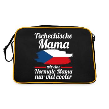 Tschechin Tschechische Mama Tschechien Mutter - Retro Tasche - Schwarz/Gold - Hinten