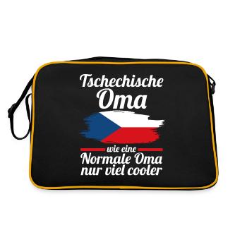 Tschechin Tschechische Oma Tschechien - Retro Tasche - Schwarz/Gold - Hinten
