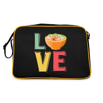 Lustige Spaghetti-Schüssel-Fleischbällchen FSM - Retro Tasche - Schwarz/Gold - Hinten