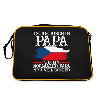 Tschechischer Papa Vater Tscheche Tschechien - Retro Tasche - Schwarz/Gold - Hinten