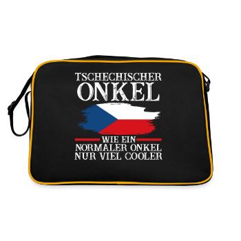Tscheche Onkel Tschechien - Retro Tasche - Schwarz/Gold - Hinten