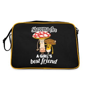 Ich liebe Pilze aus dem Wald - Retro Tasche - Schwarz/Gold - Hinten