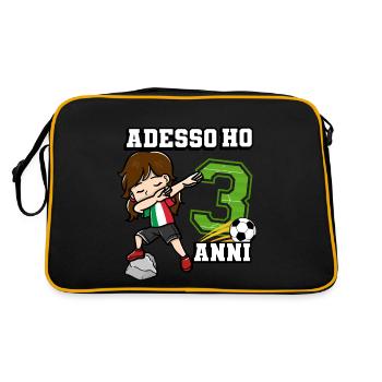 Fußballmädchen It's My 3 Birthday Italienische - Retro Tasche - Schwarz/Gold - Hinten