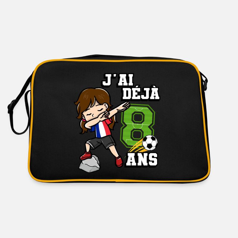 Fußballmädchen Es Ist Mein 8e Geburtstag - Retro Tasche - Schwarz/Gold