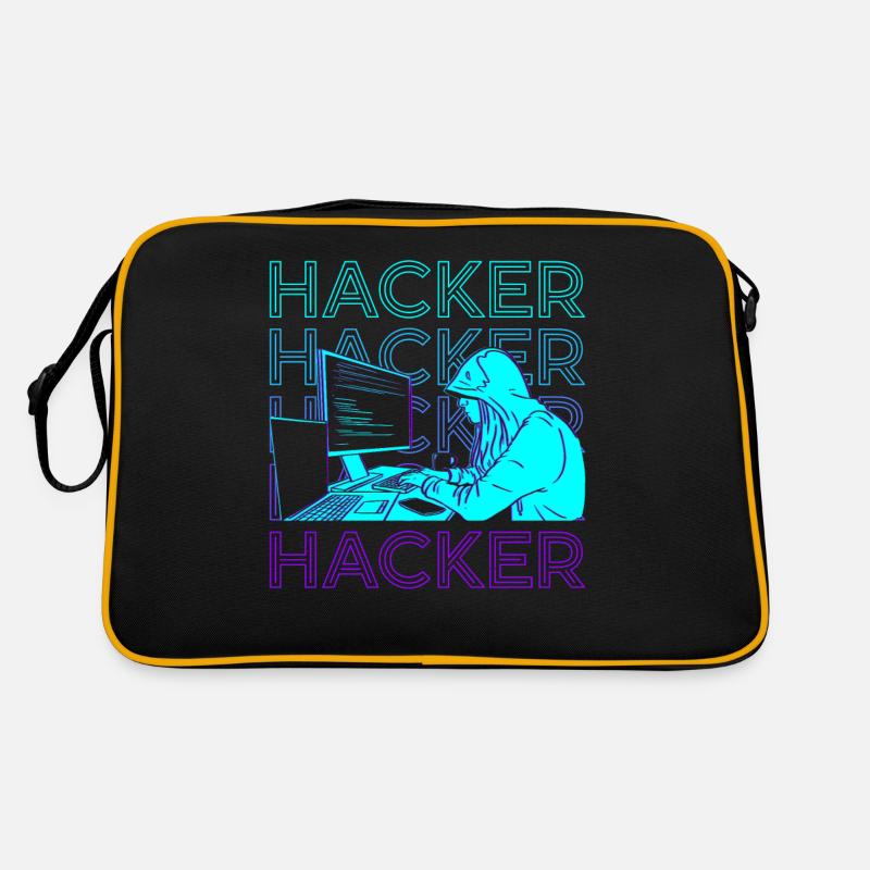 Hacker Hacking Hack Coding Programmierung Retro - Retro Tasche - Schwarz/Gold