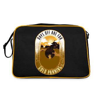 Goldene Plakette Mit Crossing Picke Gold Miner - Retro Tasche - Schwarz/Gold - Hinten
