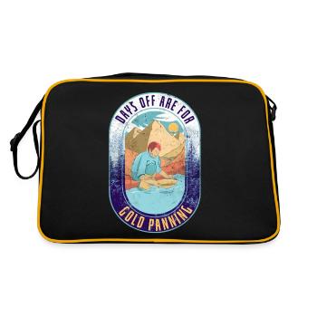 Goldene Plakette Mit Crossing Picke Gold Miner - Retro Tasche - Schwarz/Gold - Hinten