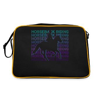 Reiten Pferdesport Reiterin - Retro Tasche - Schwarz/Gold - Hinten