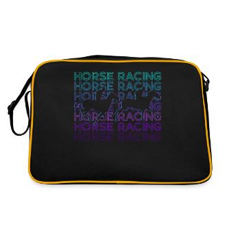 Pferderennen Pferdesport Reiter Pferdereiten - Retro Tasche - Schwarz/Gold - Hinten