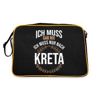 Ich muss gar nix ich muss nur nach Kreta - Retro Tasche - Schwarz/Gold - Hinten