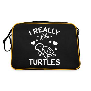 I Really Like Turtles Sea Turtle Lover Cute Turtle - Retro Bag - black/gold - Back