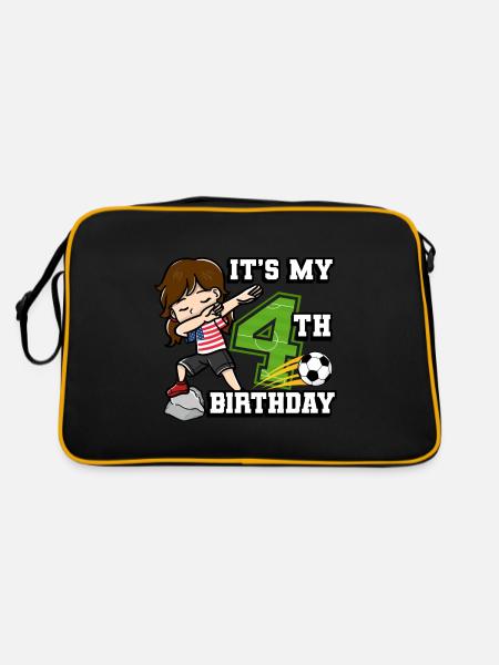 Soccer Girl It's My 4th Birthday American - Retro Bag - black/gold - Back