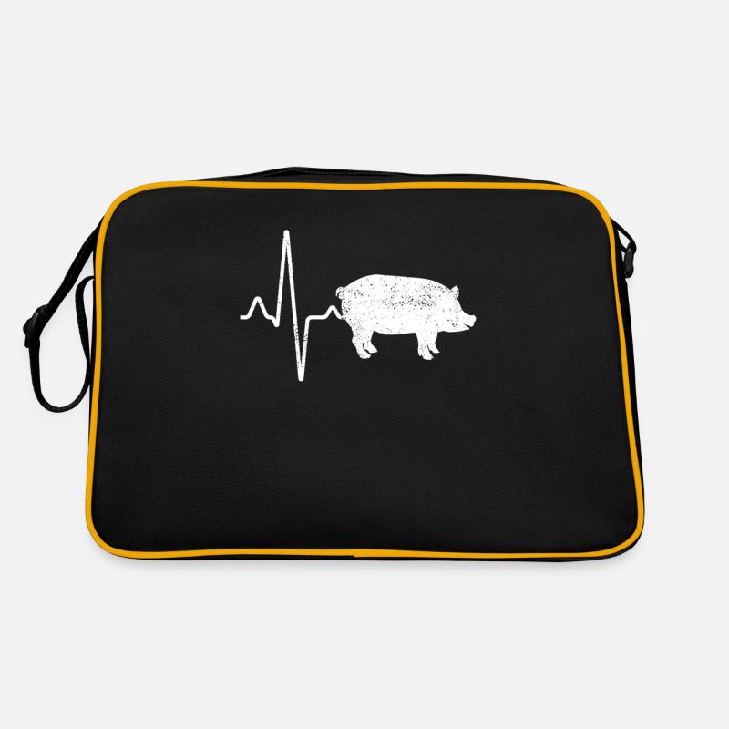 Schwein Herzschlag Retro Tasche