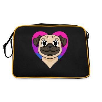 Bisexuell Mops Hund Geschenk - Retro Tasche - Schwarz/Gold - Hinten