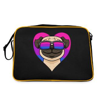 Bisexuell Mops Hund Geschenk - Retro Tasche - Schwarz/Gold - Hinten