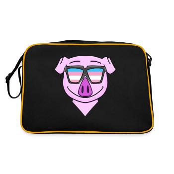 Transgender Transsexual Pig Gift - Retro Bag - black/gold - Back
