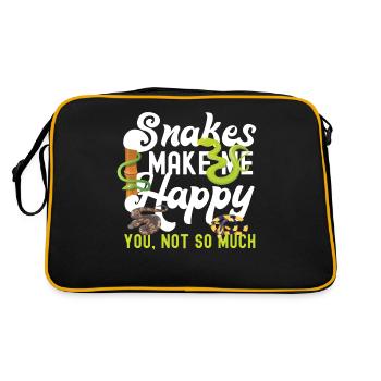 Snake Serpent Snakes Make Me Happy - Retro Tasche - Schwarz/Gold - Hinten