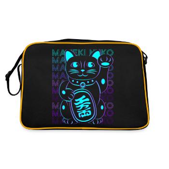 Maneki Neko Cat Japanese Lucky Cat Retro - Retro Bag - black/gold - Back