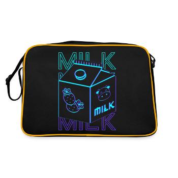 Japanischer Erdbeer-Milchkarton Retro - Retro Tasche - Schwarz/Gold - Hinten