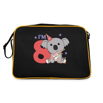 Eighth birthday koala for children 8 years old - Retro Bag - black/gold - Back