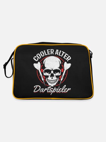 Cooler Alter Dartspieler - Retro Tasche - Schwarz/Gold