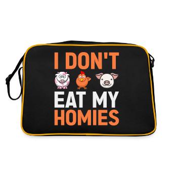 Vegetarian Vegan Vegan Veggie Animal Welfare Vegetables - Retro Bag - black/gold - Back