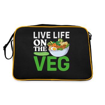Vegetarian Vegan Vegan Veggie Animal Welfare Vegetables - Retro Bag - black/gold - Back
