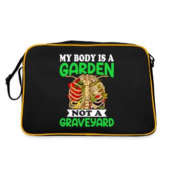 Vegetarian Vegan Vegan Veggie Animal Welfare Vegetables - Retro Bag - black/gold - Back
