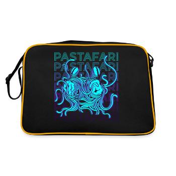 Fliegendes Spaghettimonster Pastafari Pastafariani - Retro Tasche - Schwarz/Gold - Hinten