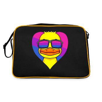 Bisexual Duck Bisexuality Heart Gift - Retro Bag - black/gold - Back