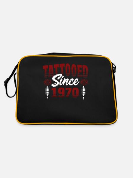 Tattooed Since 1970 Red Rose Theme - Retro Bag - black/gold - Back