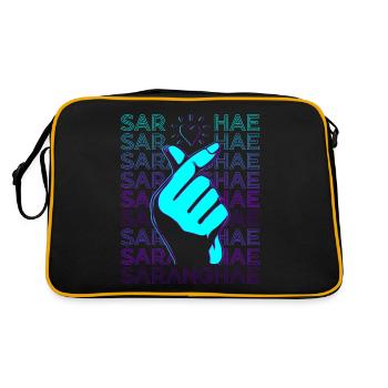 Kpop Finger Heart Saranghae Korean Heart Retro - Retro Bag - black/gold - Back
