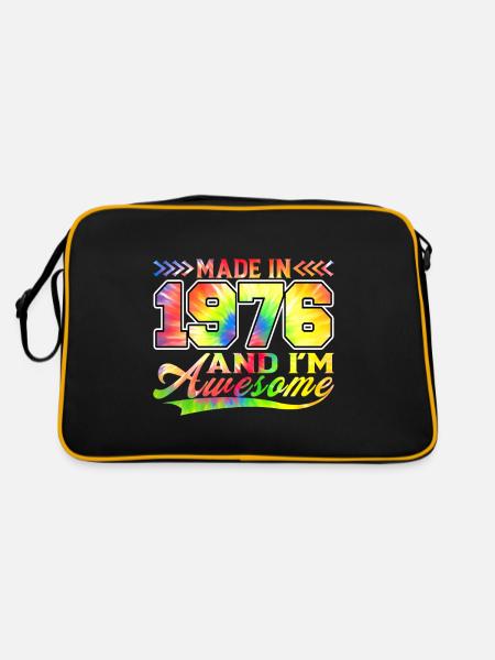 Fabriqué en 1976 et je suis génial Tie Dye coloré - Sac Retro - noir/or - Dos