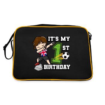 Soccer Boy It's My 1st Birthday United Kingdom - Retro Bag - black/gold - Back