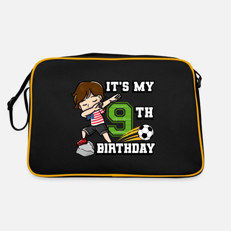 Fußballer Junge Ich bin schon 9th Geburtstag Retro Tasche