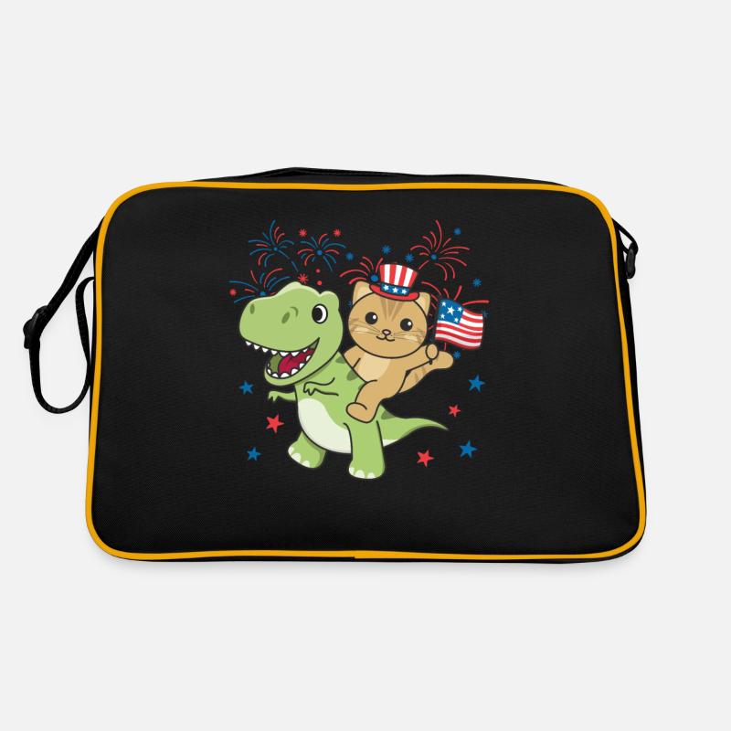 Chat avec T-Rex pour le feu d’artifice du quatrième juillet Sac Retro