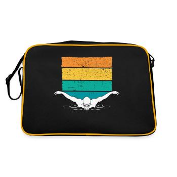 Schwimmen Trainer, Coaches Schwimmerin Schwimmer - Retro Tasche - Schwarz/Gold - Hinten