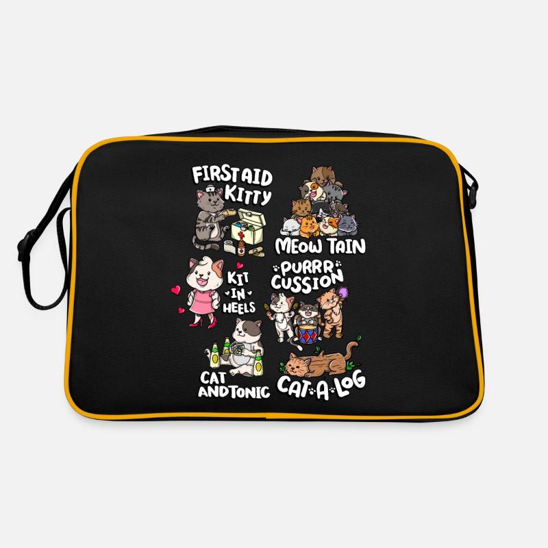 Jeu de mots mignon et drôle de chat | Chat mignon Sac Retro