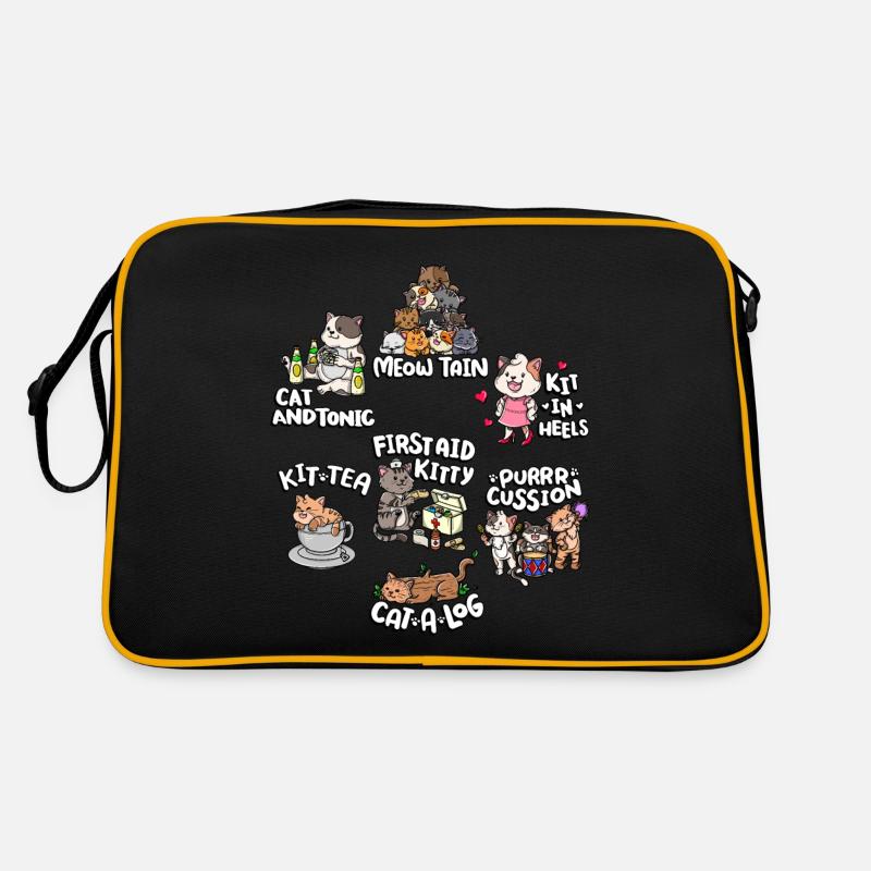 Jeu de mots mignon et drôle de chat | Chat mignon Sac Retro
