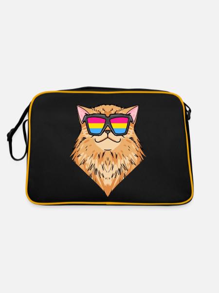 Pansexual Persian Cat - Cat with Glasses - Retro Bag - black/gold - Back