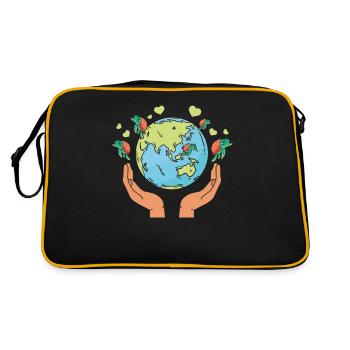 Erde Schildkrötenherzen Umwelt Erde Tag - Retro Tasche - Schwarz/Gold - Hinten