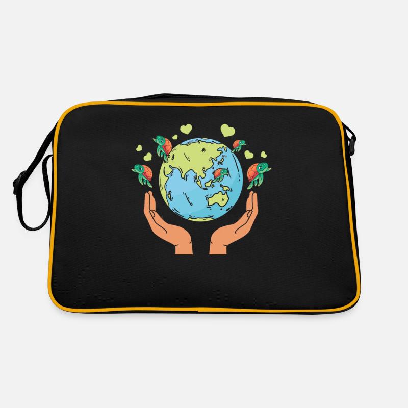 Erde Schildkrötenherzen Umwelt Erde Tag Retro Tasche