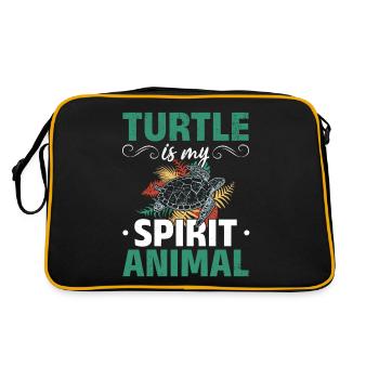 Schildkröte ist mein Geist Tier — Süße Schildkröte - Retro Tasche - Schwarz/Gold - Hinten