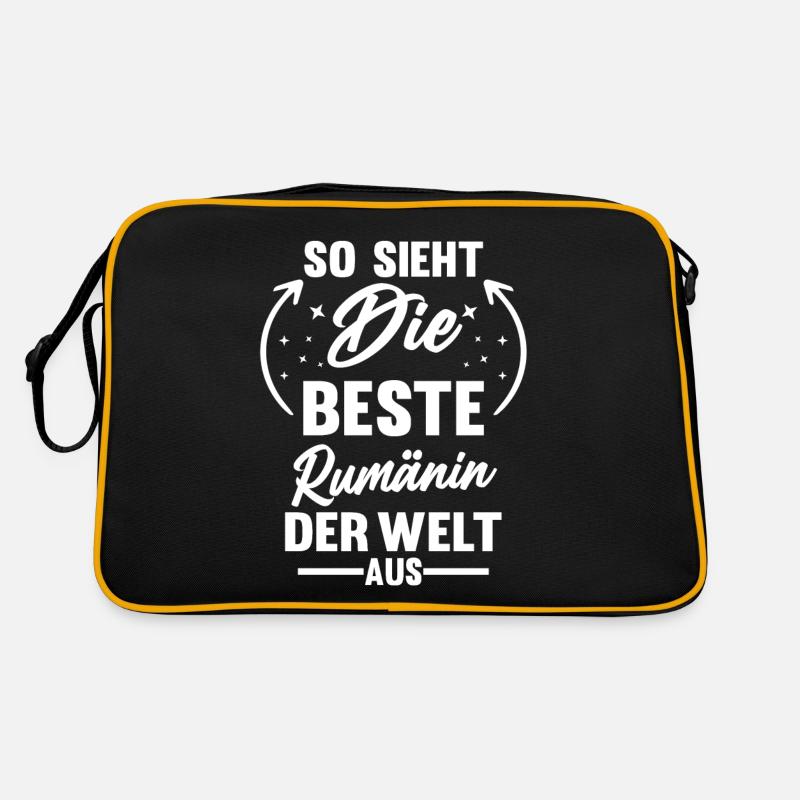 Rumänien Rumänin Rumänisches - Retro Tasche - Schwarz/Gold