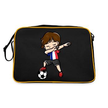 Dabbing Young Football Players French Flag - Retro Bag - black/gold - Back